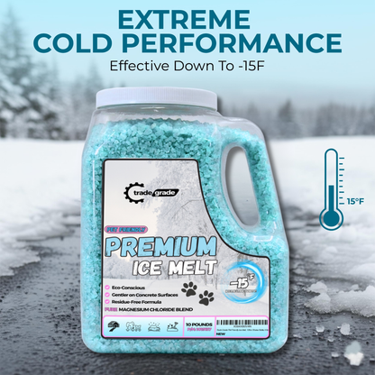 TradeGrade Pet-Friendly Ice Melt – Fast-Acting Magnesium Chloride Formula | Pet & Child Safe | Safer for Concrete, Decks & Landscaping | Works Down to -10°F | Premium De-Icer in 10lb Shaker Bottle