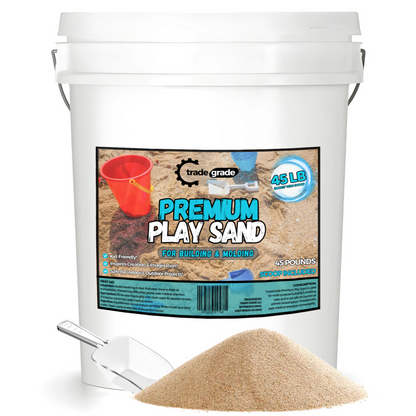 Trade Grade Play Sand for Sandbox Sand for Kids - Bulk Bucket Natural Play Sand for Kids, Sensory Play, Tables, & Outdoor Fun, Perfect for Wet Castle Building & Creativity