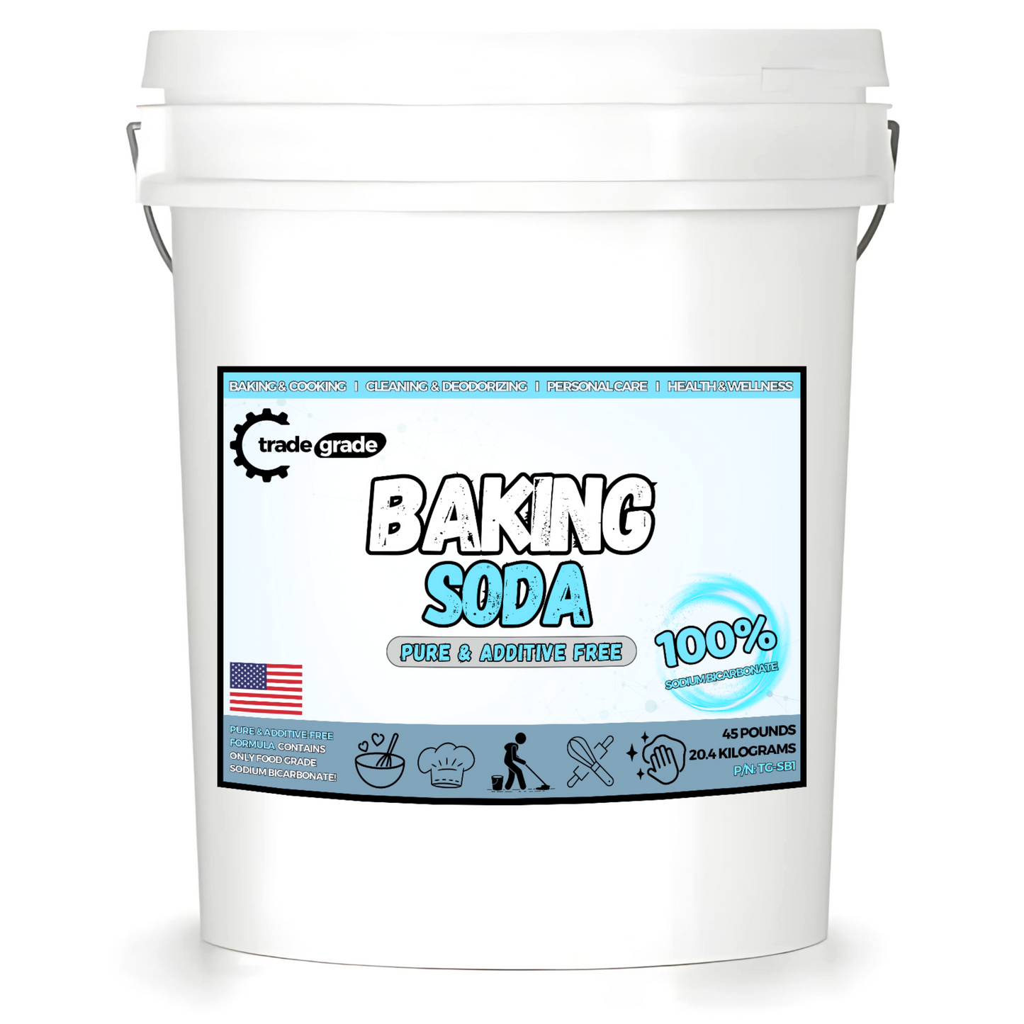 TradeGrade Pure Baking Soda Powder Food-Grade Sodium Bicarbonate Powder for Cooking, Cleaning & Deodorizing