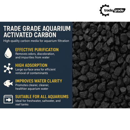 TradeGrade Premium Activated Carbon – Bulk Bucket | High-Performance Aquarium Filter Media for Crystal Clear Water | Granulated Activated Charcoal for Fish Tank Filters & Water Purification