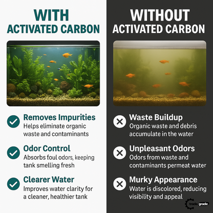 TradeGrade Premium Activated Carbon – Bulk Bucket | High-Performance Aquarium Filter Media for Crystal Clear Water | Granulated Activated Charcoal for Fish Tank Filters & Water Purification
