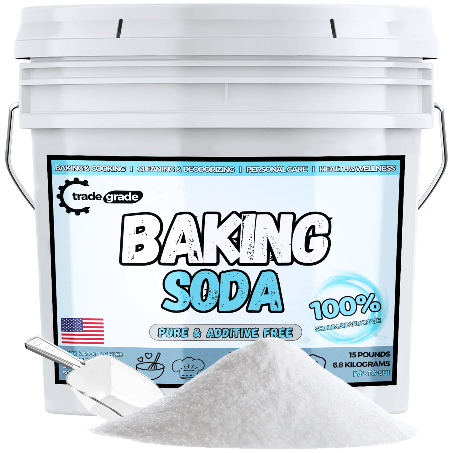 TradeGrade Pure Baking Soda Powder Food-Grade Sodium Bicarbonate Powder for Cooking, Cleaning & Deodorizing