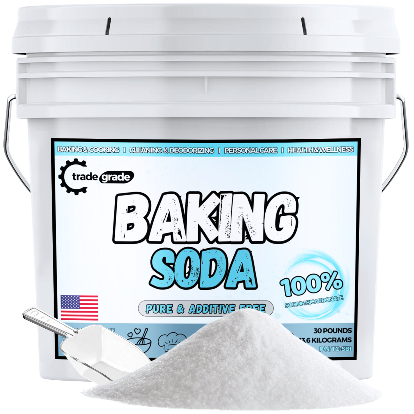 TradeGrade Pure Baking Soda Powder Food-Grade Sodium Bicarbonate Powder for Cooking, Cleaning & Deodorizing