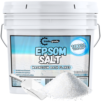 TradeGrade Epsom Salt – Pure Magnesium Sulfate for Soaking & Relaxation – Muscle Recovery, Wellness & Stress Relief – Includes Bucket with Scoop