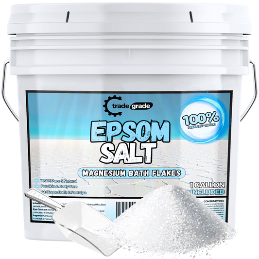 TradeGrade Epsom Salt – Pure Magnesium Sulfate for Soaking & Relaxation – Muscle Recovery, Wellness & Stress Relief – Includes Bucket with Scoop