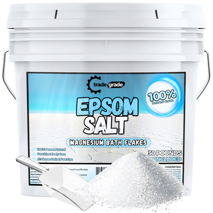 TradeGrade Epsom Salt – Pure Magnesium Sulfate for Soaking & Relaxation – Muscle Recovery, Wellness & Stress Relief – Includes Bucket with Scoop