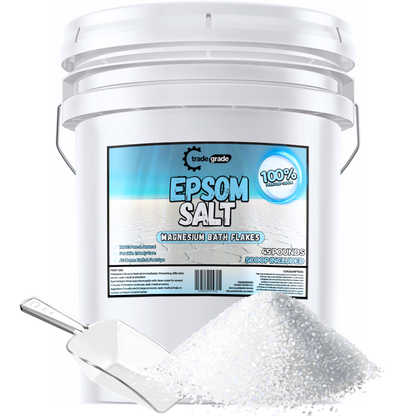 TradeGrade Epsom Salt – Pure Magnesium Sulfate for Soaking & Relaxation – Muscle Recovery, Wellness & Stress Relief – Includes Bucket with Scoop