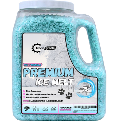 TradeGrade Pet-Friendly Ice Melt – Fast-Acting Magnesium Chloride Formula | Pet & Child Safe | Safer for Concrete, Decks & Landscaping | Works Down to -10°F | Premium De-Icer in 10lb Shaker Bottle
