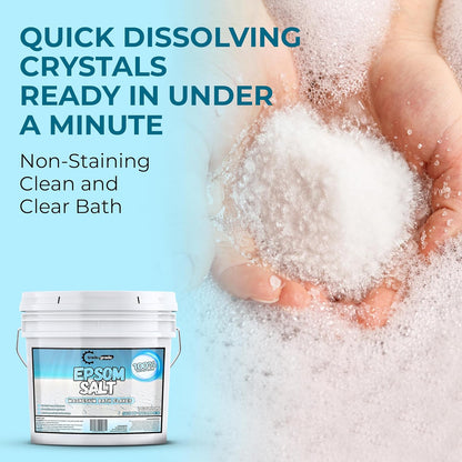 TradeGrade Epsom Salt – Pure Magnesium Sulfate for Soaking & Relaxation – Muscle Recovery, Wellness & Stress Relief – Includes Bucket with Scoop