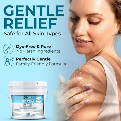 TradeGrade Epsom Salt – Pure Magnesium Sulfate for Soaking & Relaxation – Muscle Recovery, Wellness & Stress Relief – Includes Bucket with Scoop