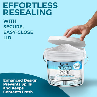 TradeGrade Epsom Salt – Pure Magnesium Sulfate for Soaking & Relaxation – Muscle Recovery, Wellness & Stress Relief – Includes Bucket with Scoop