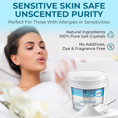 TradeGrade Epsom Salt – Pure Magnesium Sulfate for Soaking & Relaxation – Muscle Recovery, Wellness & Stress Relief – Includes Bucket with Scoop