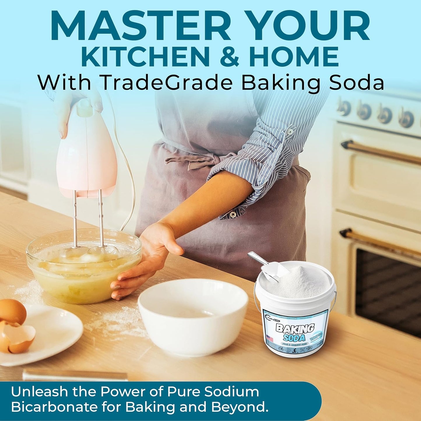 TradeGrade Pure Baking Soda Powder Food-Grade Sodium Bicarbonate Powder for Cooking, Cleaning & Deodorizing