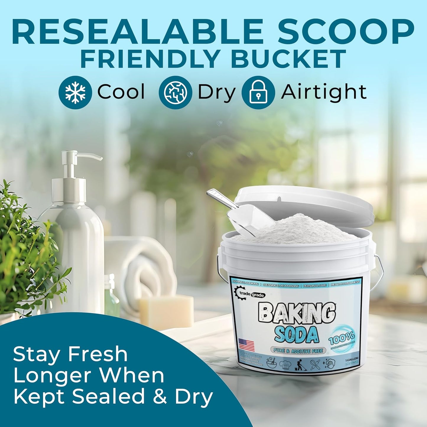 TradeGrade Pure Baking Soda Powder Food-Grade Sodium Bicarbonate Powder for Cooking, Cleaning & Deodorizing