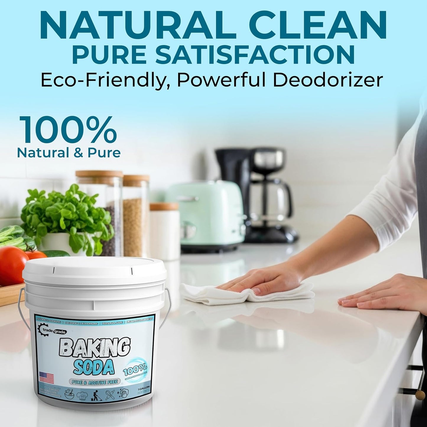 TradeGrade Pure Baking Soda Powder Food-Grade Sodium Bicarbonate Powder for Cooking, Cleaning & Deodorizing