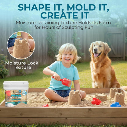 Trade Grade Play Sand for Sandbox Sand for Kids - Bulk Bucket Natural Play Sand for Kids, Sensory Play, Tables, & Outdoor Fun, Perfect for Wet Castle Building & Creativity