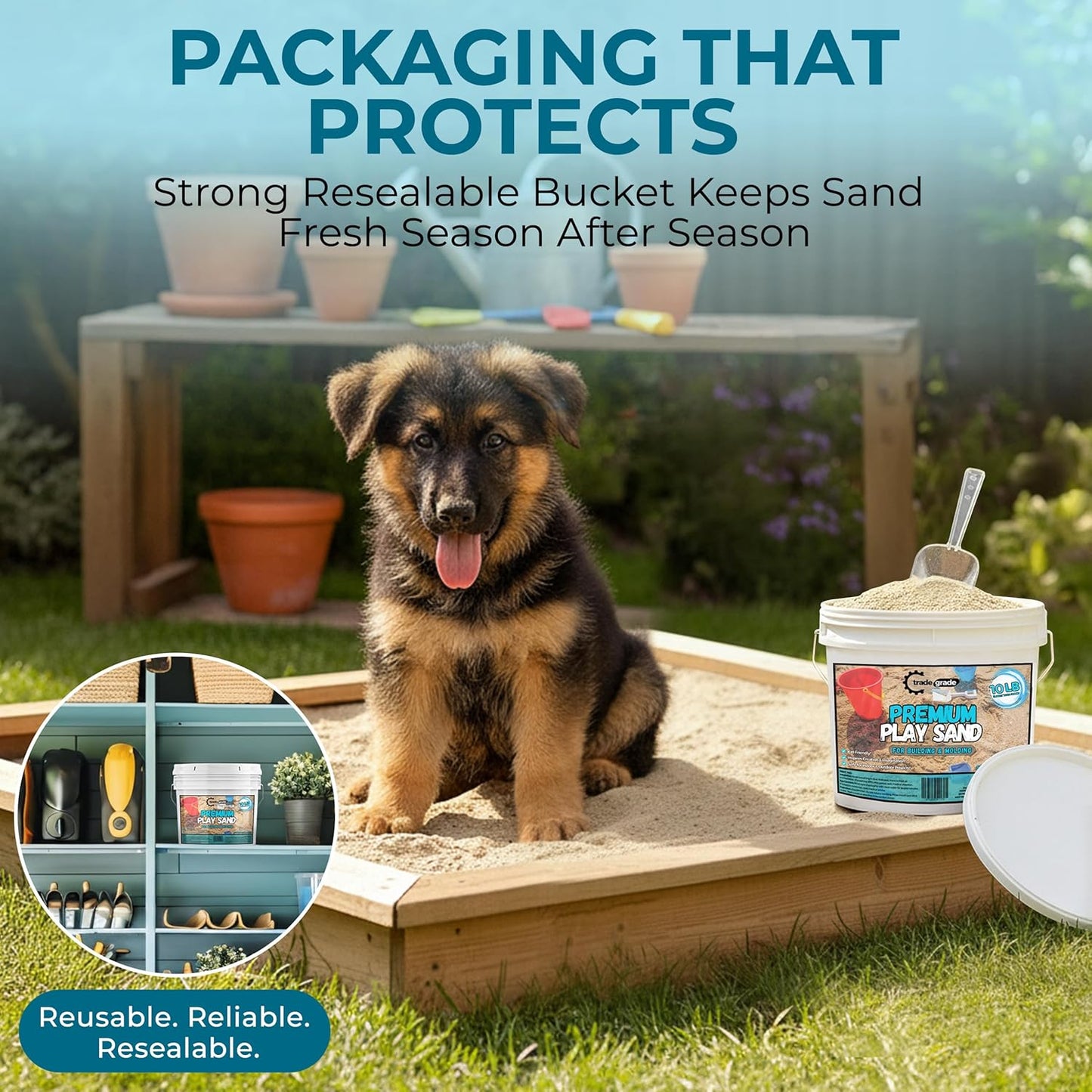 Trade Grade Play Sand for Sandbox Sand for Kids - Bulk Bucket Natural Play Sand for Kids, Sensory Play, Tables, & Outdoor Fun, Perfect for Wet Castle Building & Creativity