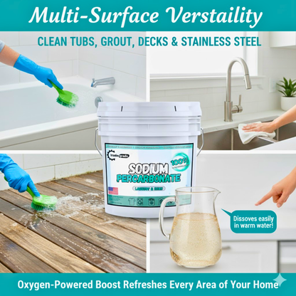 TradeGrade Sodium Percarbonate Powder – Oxygen Bleach Powder for Laundry, Home & Outdoor Cleaning – Unscented Multi-Purpose Cleaner and Stain Remover in Resealable Bucket