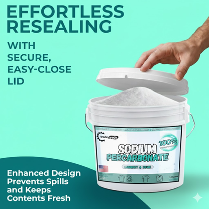 TradeGrade Sodium Percarbonate Powder – Oxygen Bleach Powder for Laundry, Home & Outdoor Cleaning – Unscented Multi-Purpose Cleaner and Stain Remover in Resealable Bucket