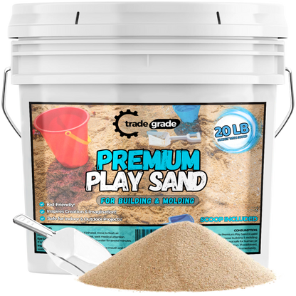 Trade Grade Play Sand for Sandbox Sand for Kids - Bulk Bucket Natural Play Sand for Kids, Sensory Play, Tables, & Outdoor Fun, Perfect for Wet Castle Building & Creativity