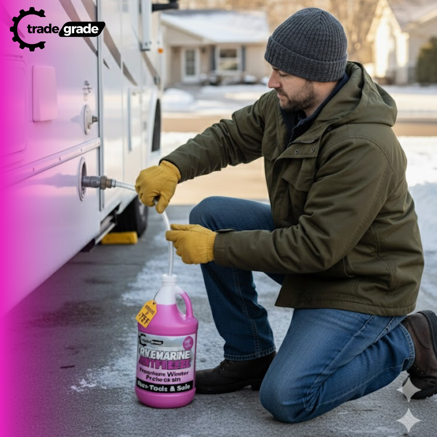 TradeGrade Premium Blend RV Antifreeze for Winterizing – Marine Antifreeze -75°F Freezing Point Protection, 1 Gallon, Pink Winterizing Fluid for Boats, Pools, Spas, Campers, Vacation Homes