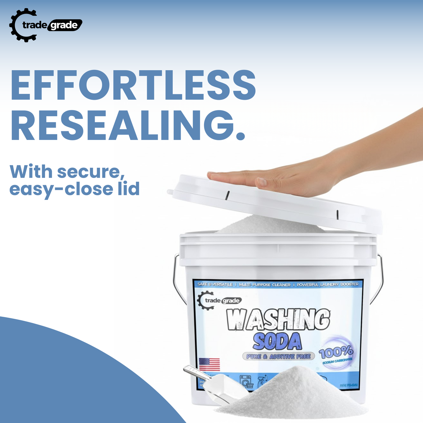 TradeGrade Washing Soda for Laundry – Sodium Carbonate Soda Ash, Natural Laundry Booster, Stain Remover & Household Cleaner