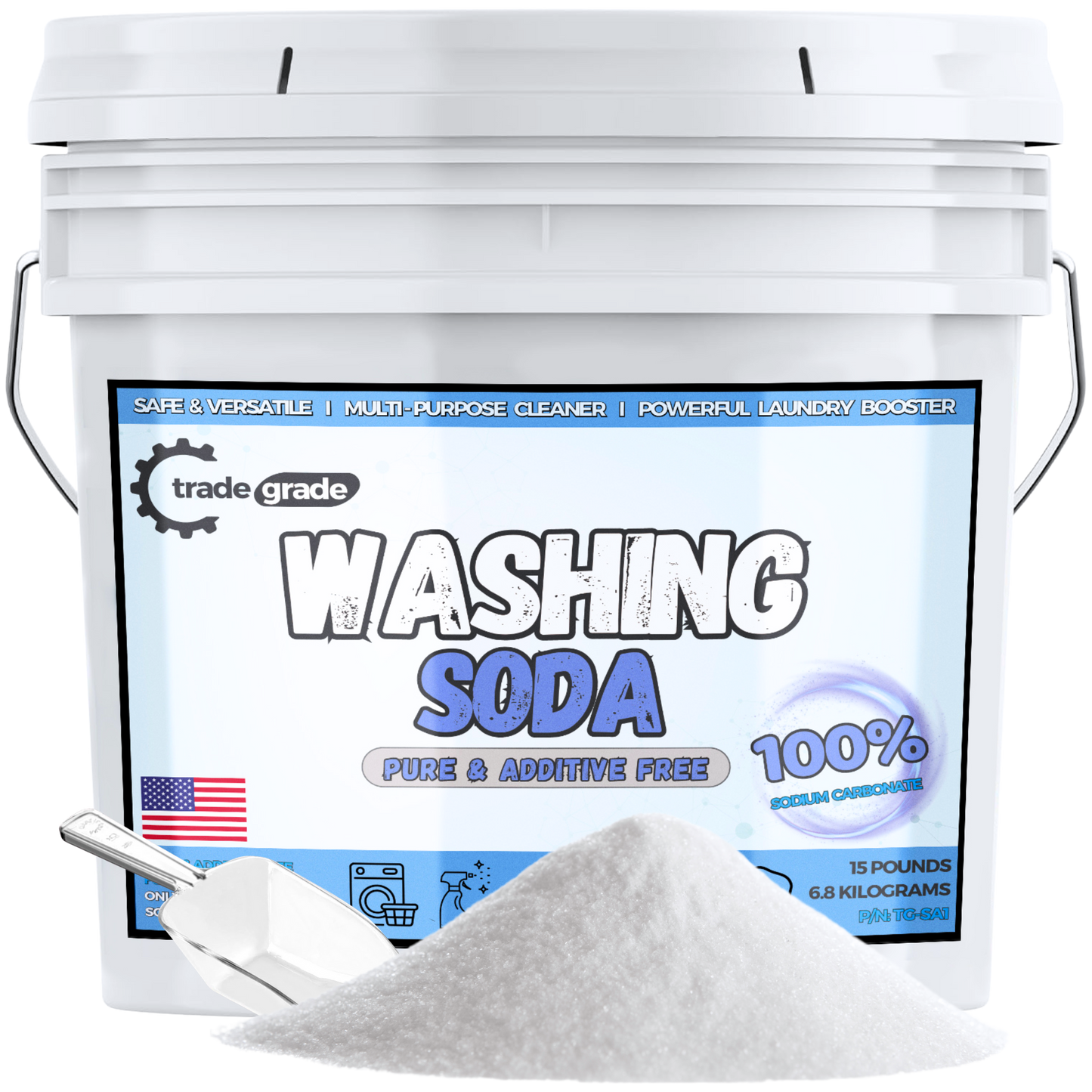 TradeGrade Washing Soda for Laundry – Sodium Carbonate Soda Ash, Natural Laundry Booster, Stain Remover & Household Cleaner