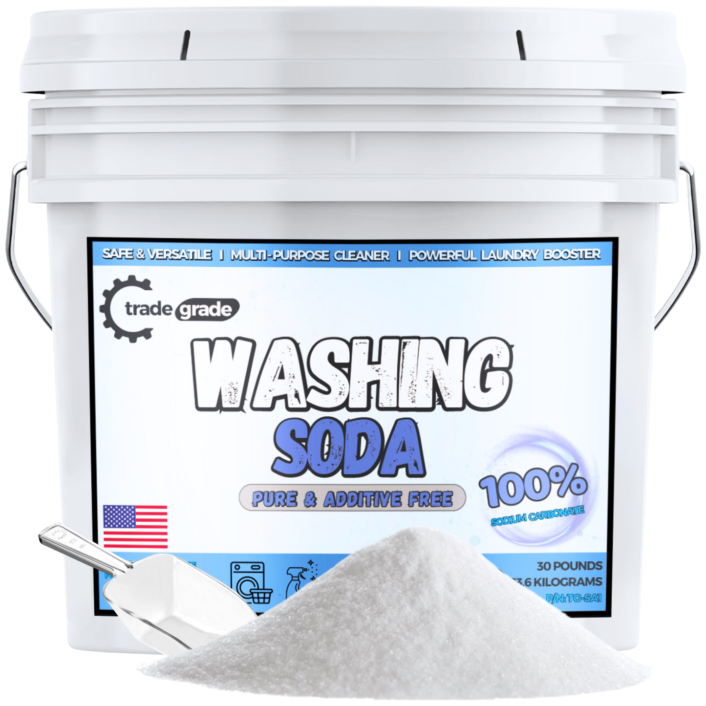 TradeGrade Washing Soda for Laundry – Sodium Carbonate Soda Ash, Natural Laundry Booster, Stain Remover & Household Cleaner