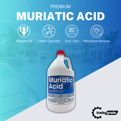TradeGrade Muriatic Acid for Swimming Pools & Spas – Muriatic Acid for Pools (HCL), pH Reducer for Water Balancing, Concrete Cleaner