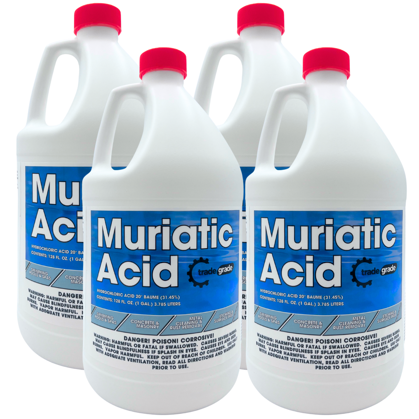 TradeGrade Muriatic Acid for Swimming Pools & Spas – Muriatic Acid for Pools (HCL), pH Reducer for Water Balancing, Concrete Cleaner
