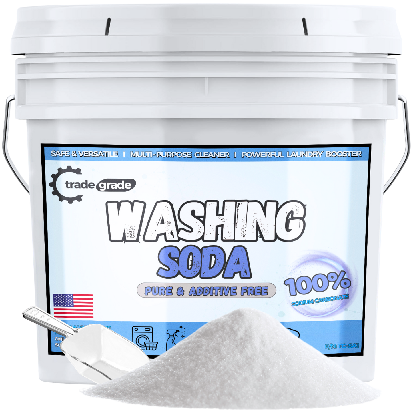 TradeGrade Washing Soda for Laundry – Sodium Carbonate Soda Ash, Natural Laundry Booster, Stain Remover & Household Cleaner